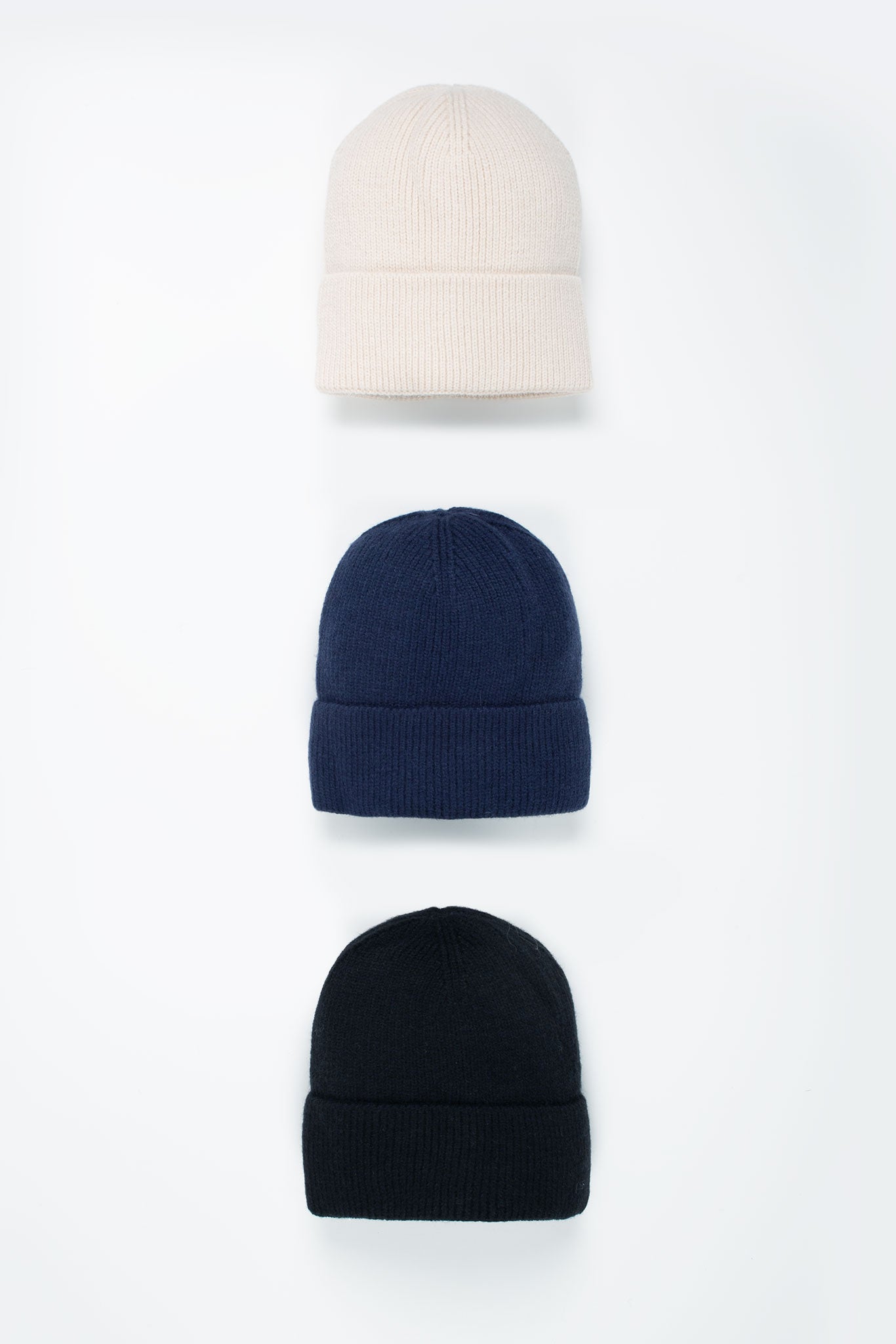 Beanie-Mütze mit Rippenstrick Schmal Hellbeige alle Farben