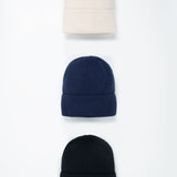 Beanie-Mütze mit Rippenstrick Schmal Dunkelblau Navy alle Farben