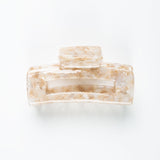 Haarklammer Groß Eckig Perlmutt Creme Weiß ohne Model