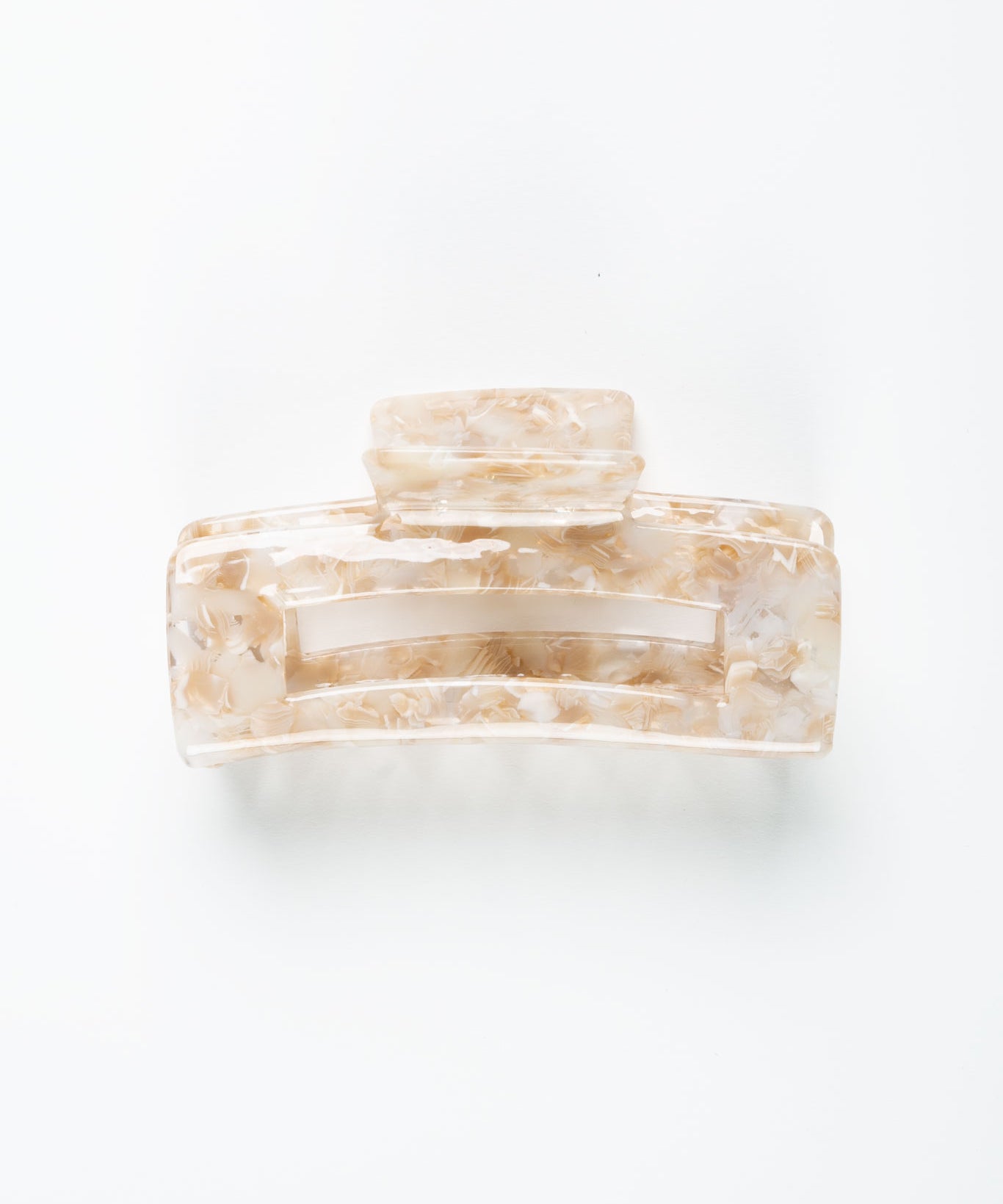 Haarklammer Groß Eckig Perlmutt Creme Weiß ohne Model