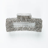 Haarklammer Groß Eckig Glitzersteine Dunkelgrau ohne Model