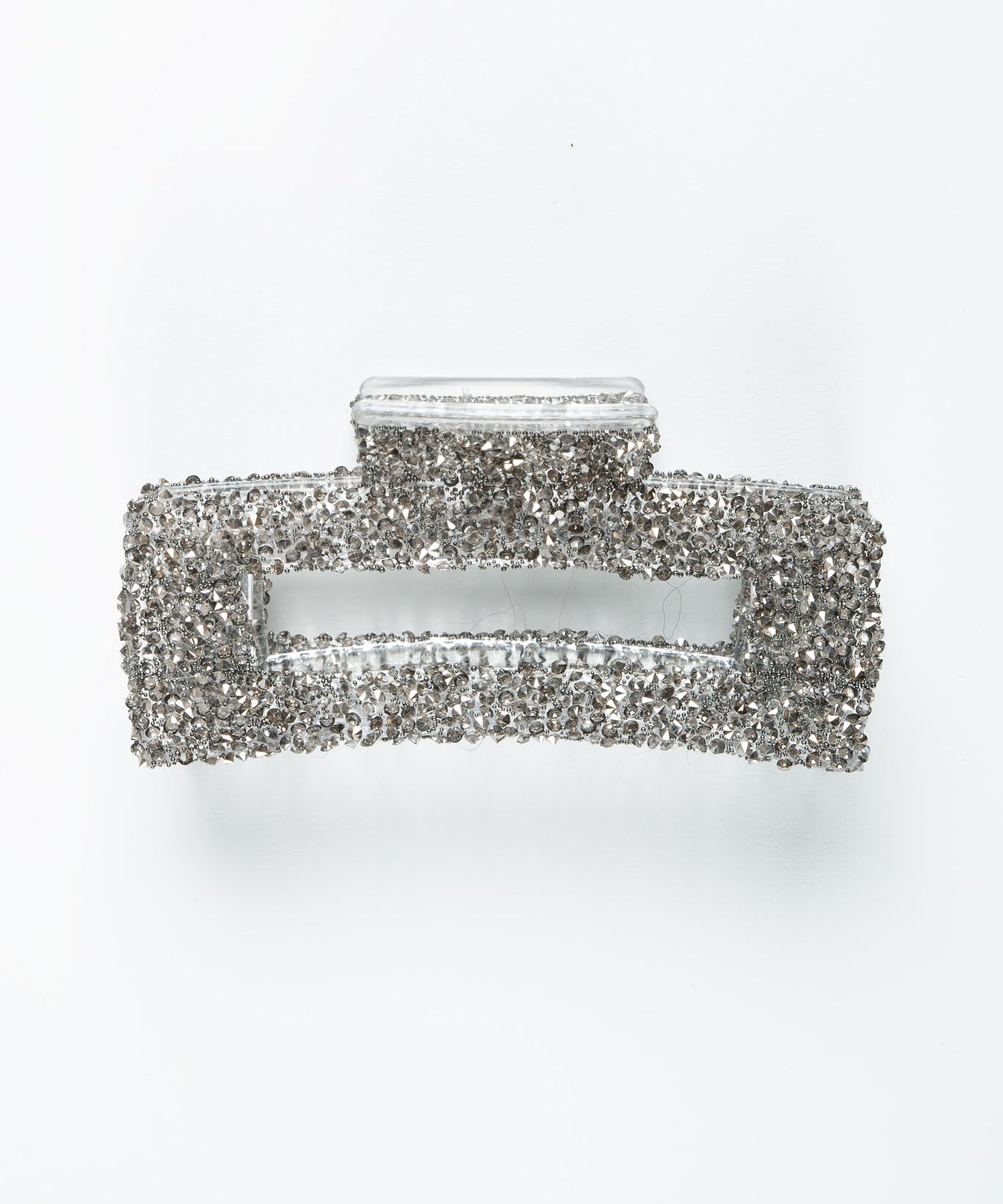 Haarklammer Groß Eckig Glitzersteine Dunkelgrau ohne Model