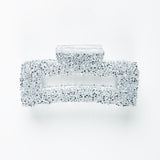 Haarklammer Groß Eckig Glitzersteine Silber ohne Model
