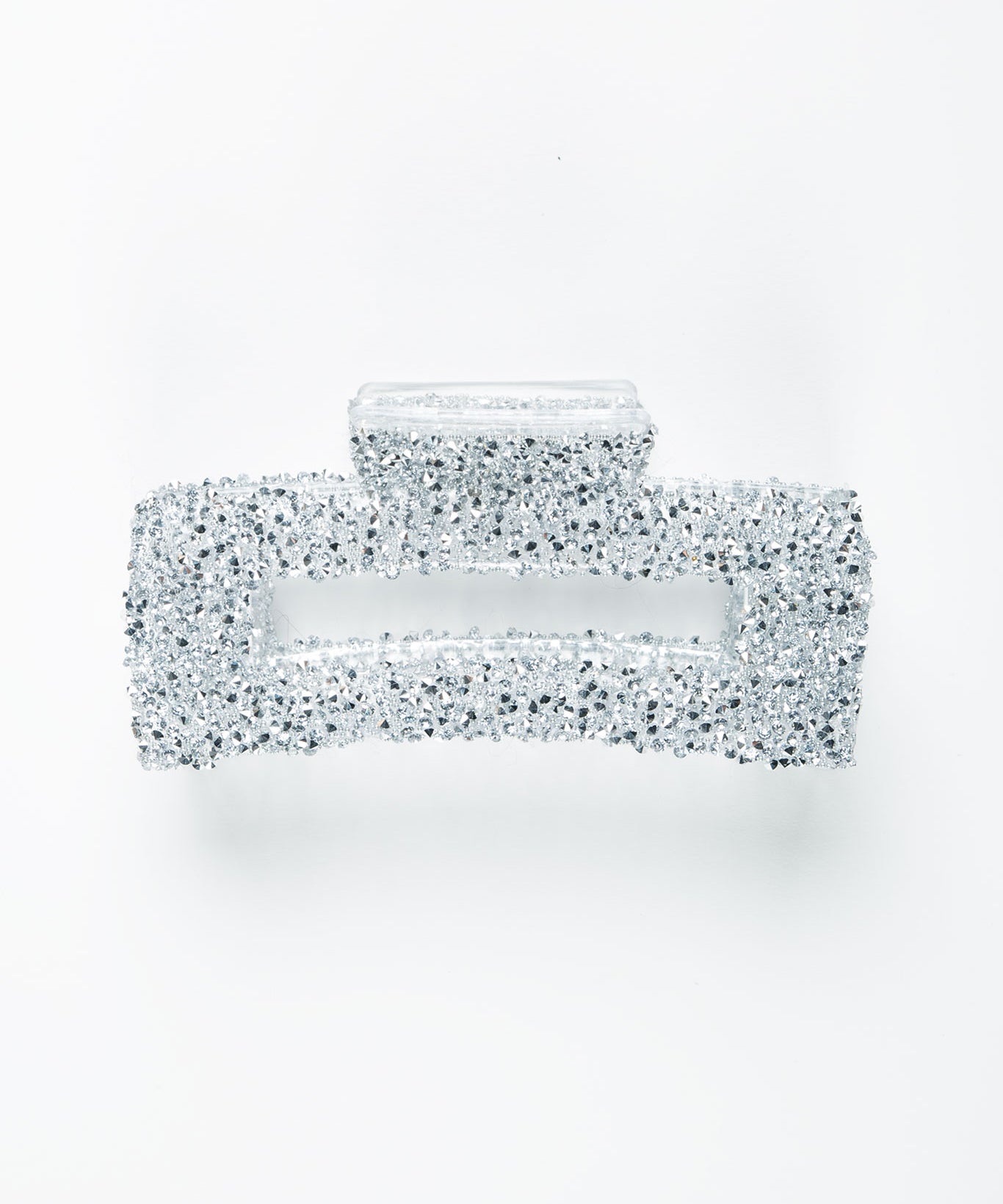 Haarklammer Groß Eckig Glitzersteine Silber ohne Model