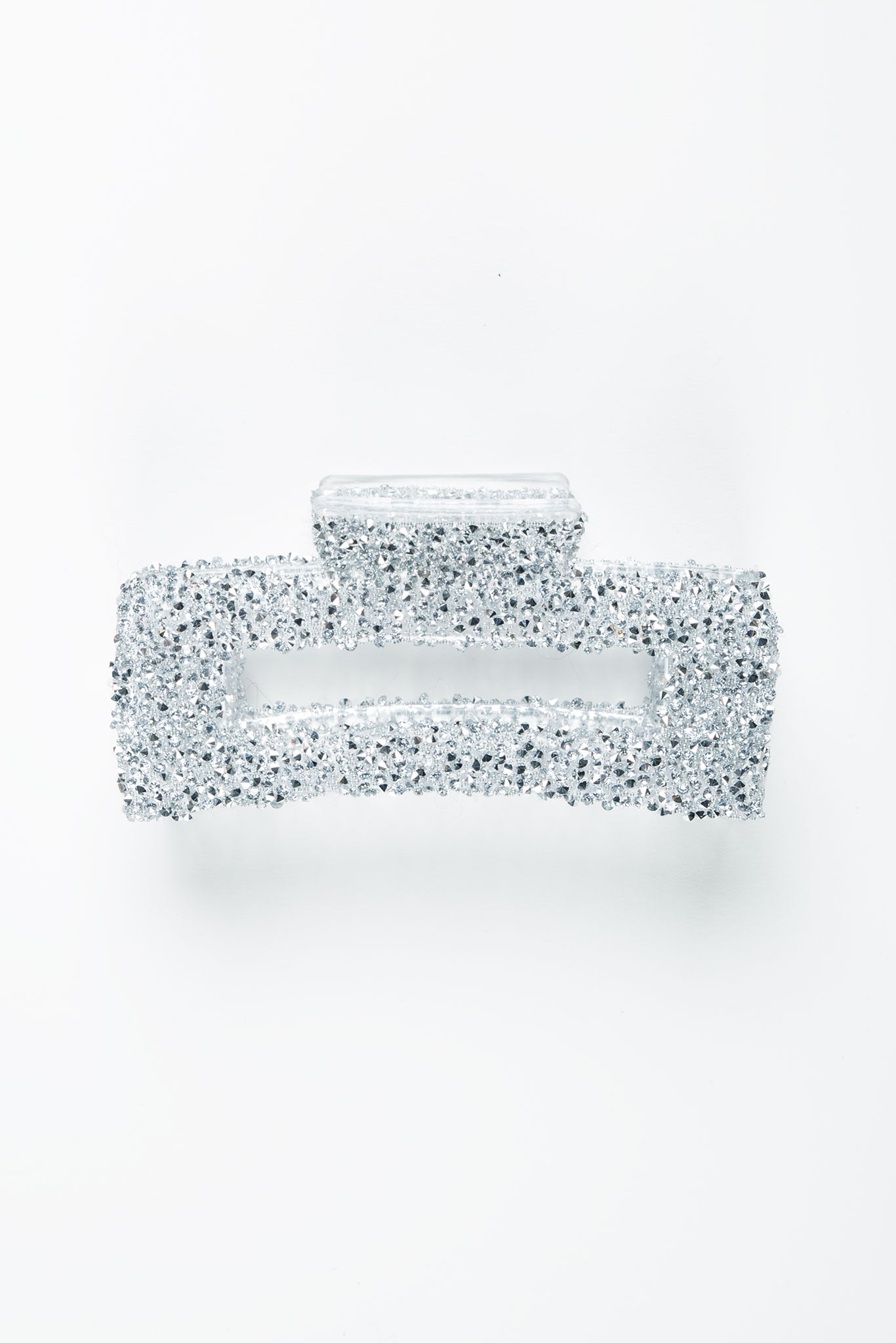 Haarklammer Groß Eckig Glitzersteine Silber ohne Model