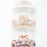 Haarklammer Groß Eckig Perlmutt Creme Weiß alle Farben