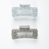 Haarklammer Groß Eckig Glitzersteine Dunkelgrau alle Farben