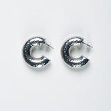 Creolen Edelstahl Medium Gehämmert Silber ohne Model