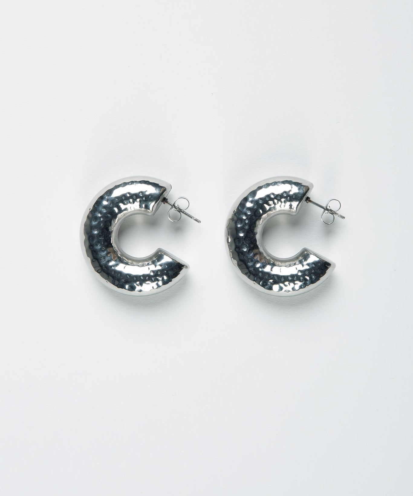 Creolen Edelstahl Medium Gehämmert Silber ohne Model