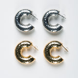 Creolen Edelstahl Medium Gehämmert Silber ohne Model beide Farben