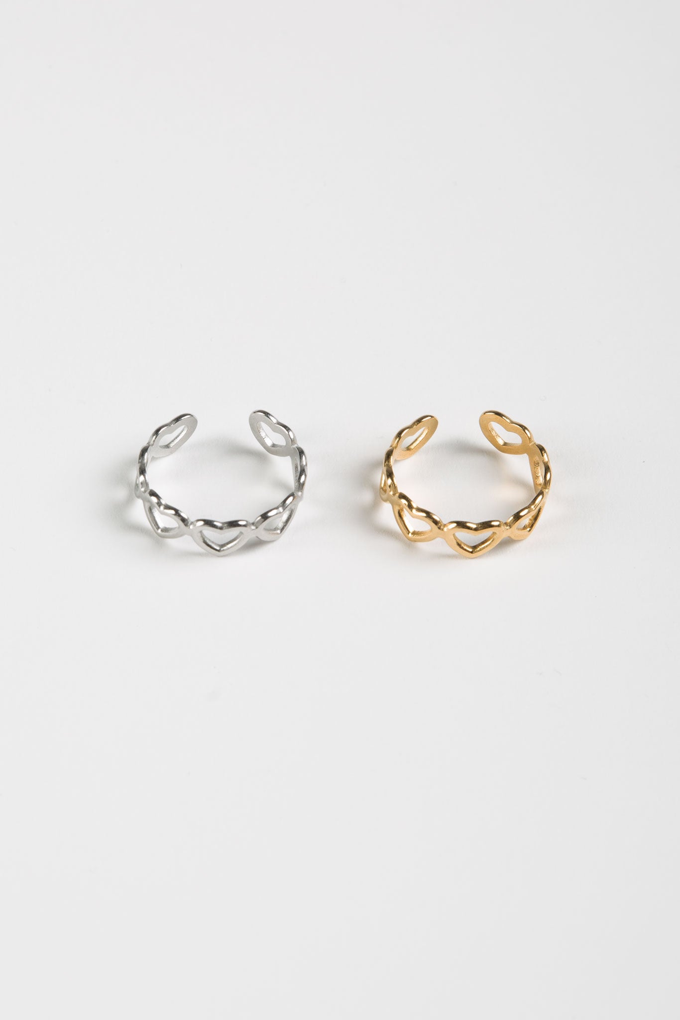 Ring Gereihte Herzen Edelstahl Gold alle Farben