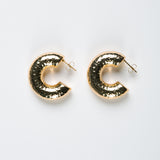 Creolen Edelstahl Medium Gehämmert Gold ohne Model