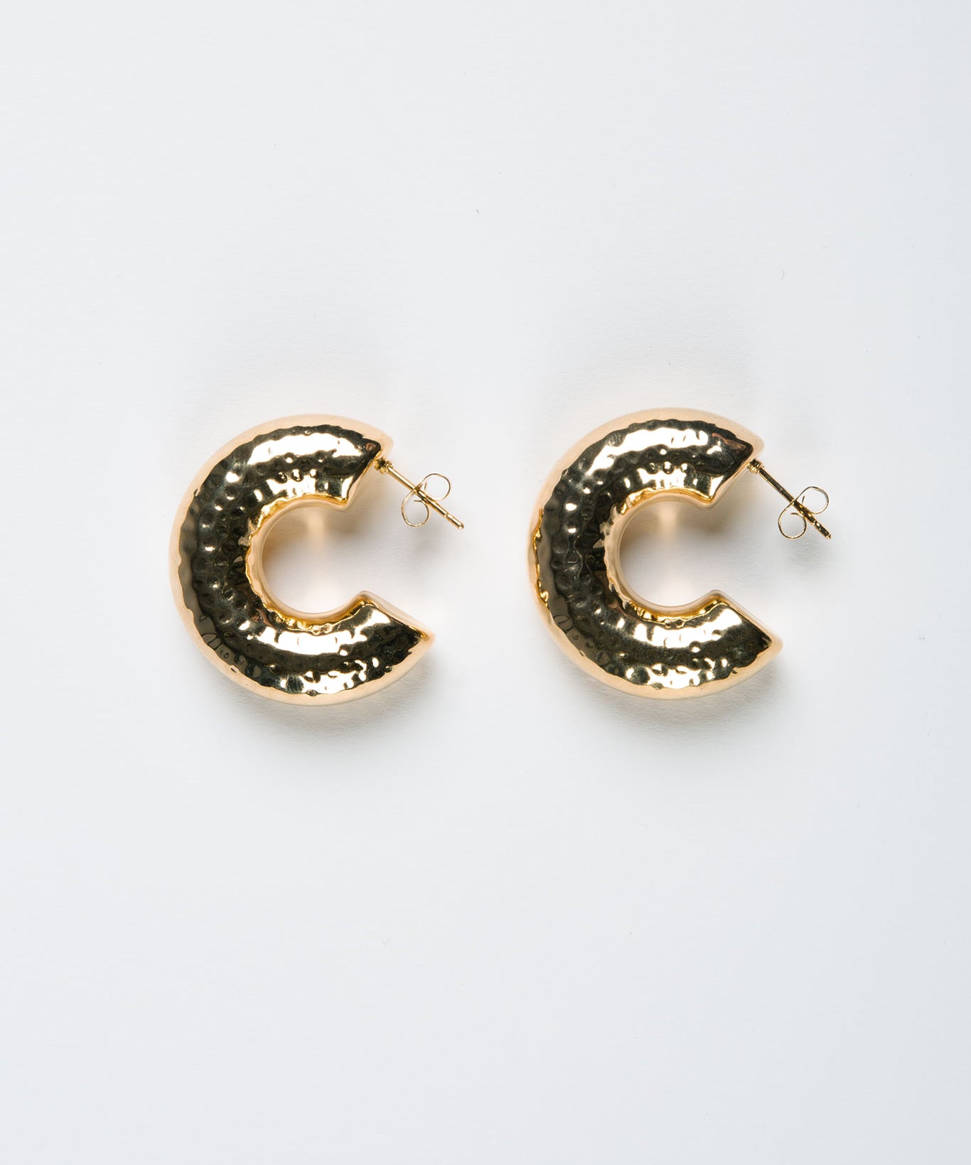 Creolen Edelstahl Medium Gehämmert Gold ohne Model