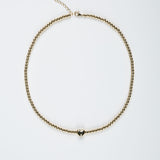 Kugelkette mit kleinem Herz 18 Karat Edelstahl Gold ohne Model