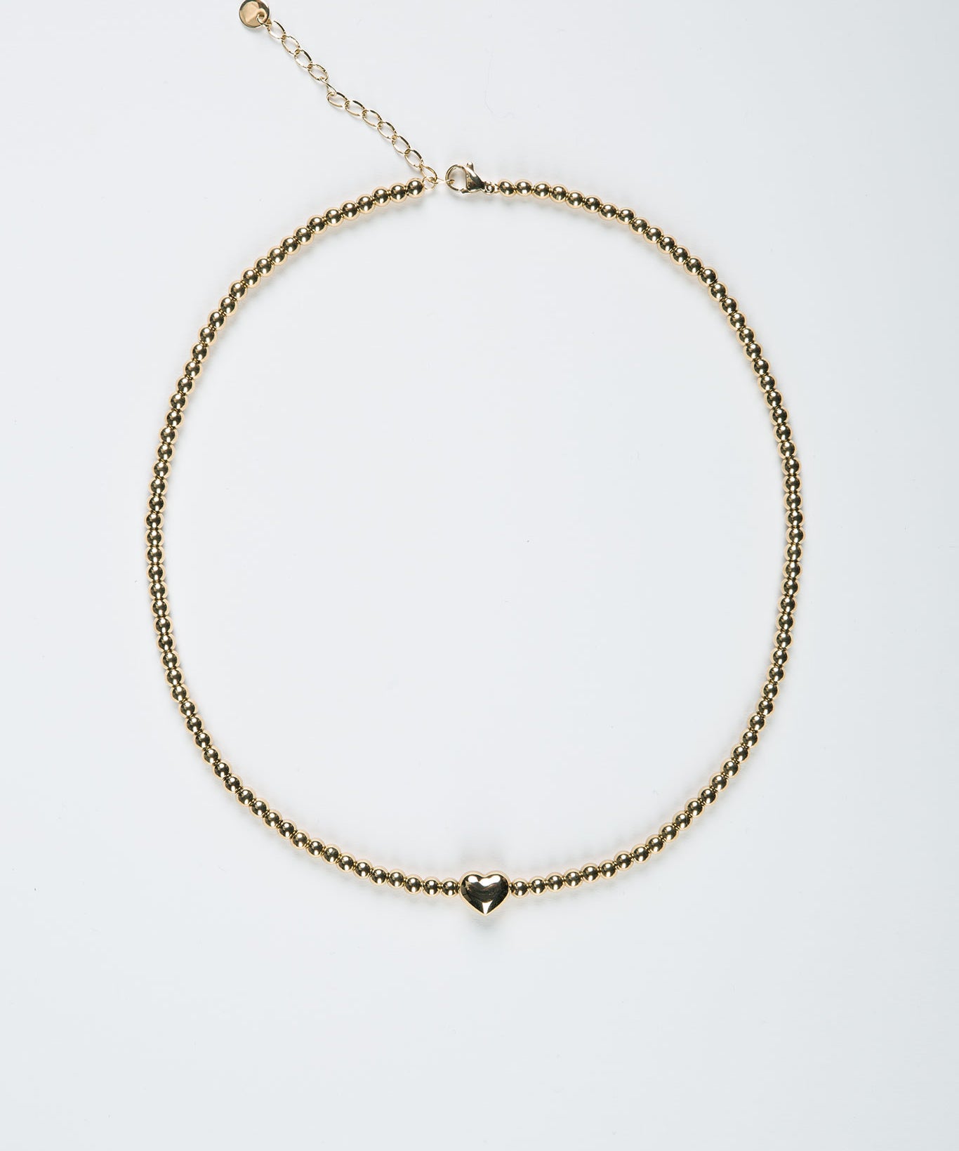 Kugelkette mit kleinem Herz 18 Karat Edelstahl Gold ohne Model