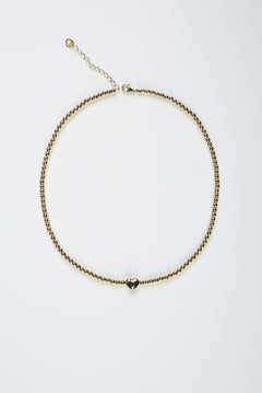 Kugelkette mit kleinem Herz 18 Karat Edelstahl Gold ohne Model