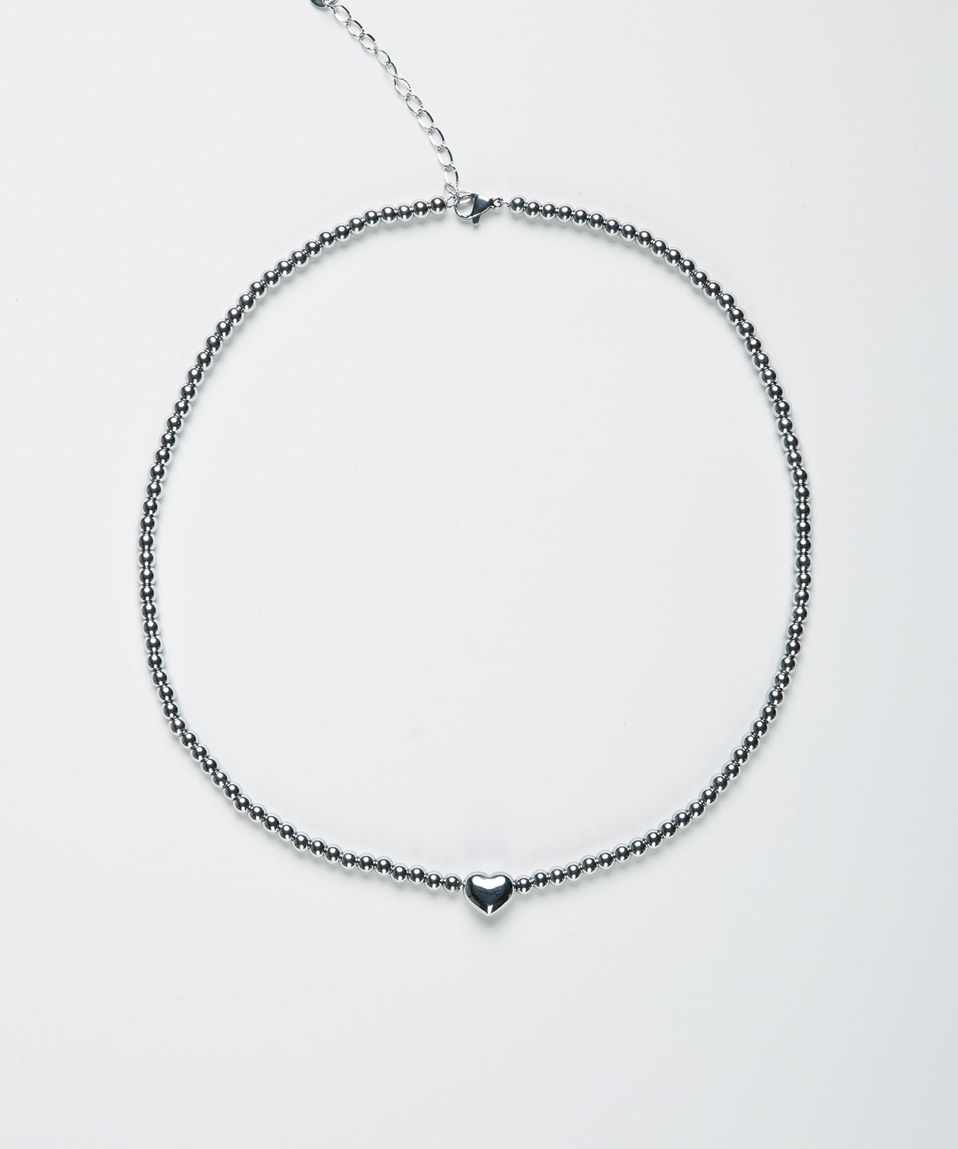 Kugelkette mit kleinem Herz aus Edelstahl Silber ohne Model
