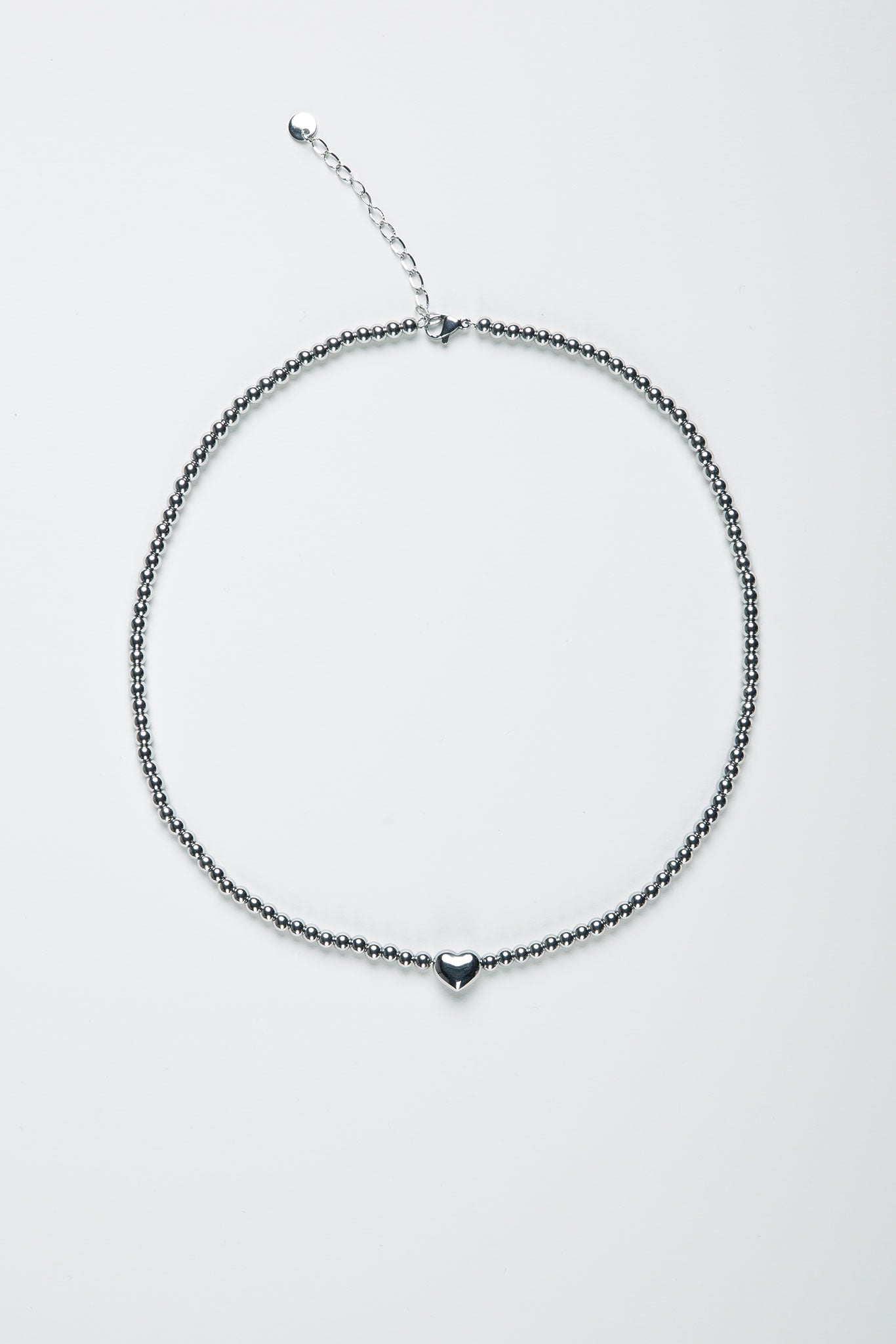 Kugelkette mit kleinem Herz aus Edelstahl Silber ohne Model