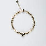 Kugelarmband mit kleinem Herz 18 Karat Edelstahl Gold von vorne