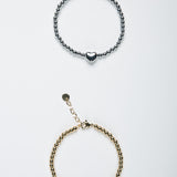 Kugelarmband mit kleinem Herz 18 Karat Edelstahl Gold alle Farben