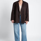 Blazer Oversized mit Nadelstreifen leichten Schulterpolstern Dunkelbraun Ganzkörper