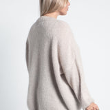 Strickpullover Oversized mit Rundhals Beige von hinten