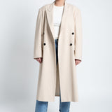 Mantel Maxi mit überschnittenen Schultern & Polstern Beige Ganzkörper frontal