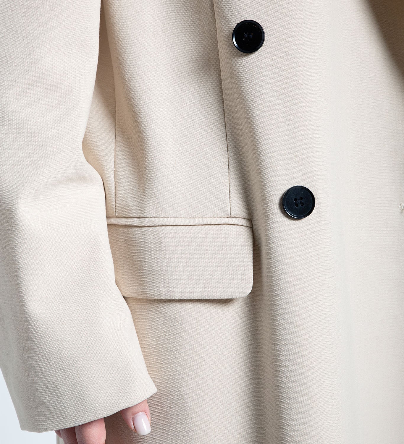 Mantel Maxi mit überschnittenen Schultern & Polstern Beige im Detail