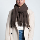 Schal Maxi mit Cashmere Dunkelbraun von vorne