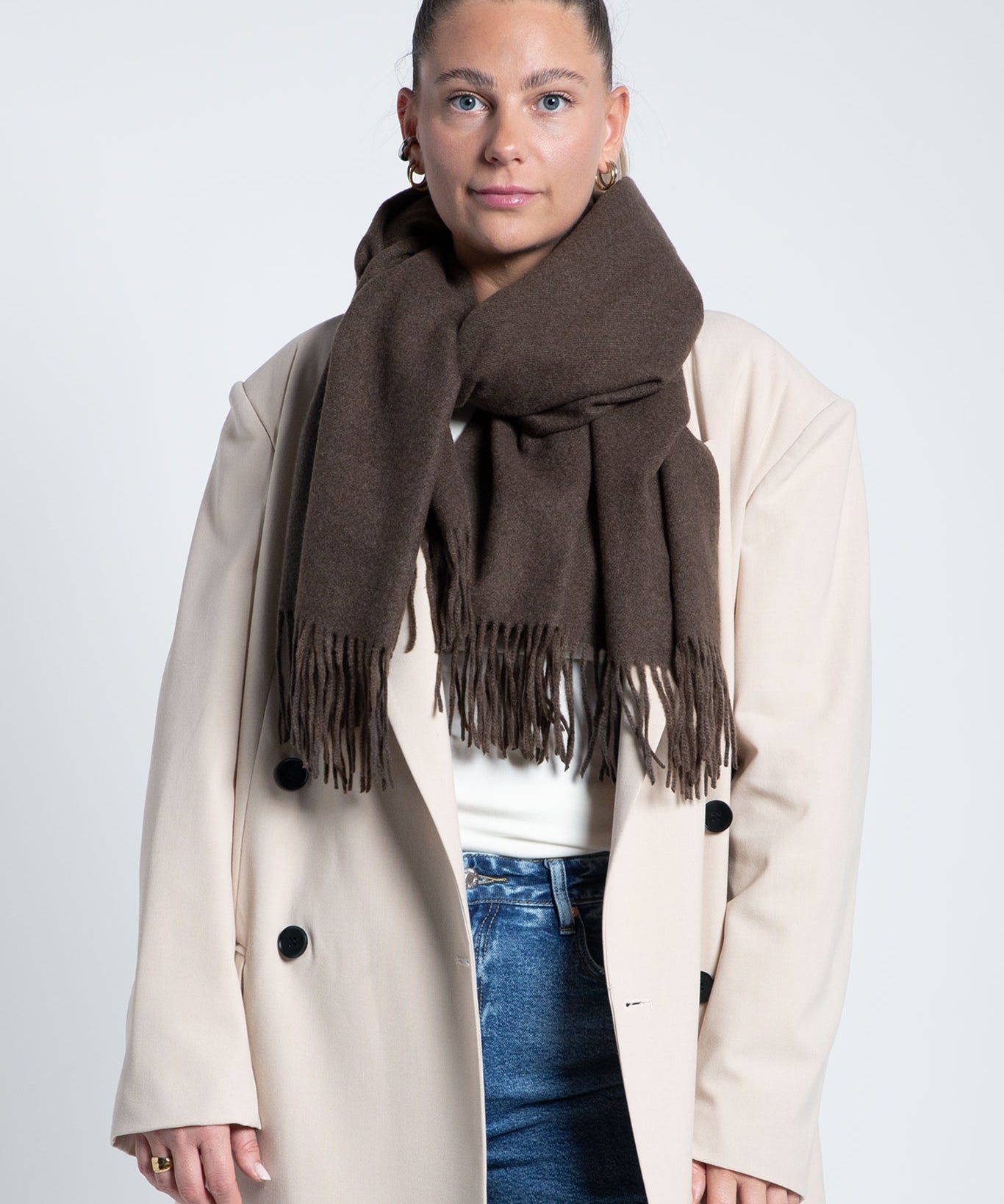 Schal Maxi mit Cashmere Dunkelbraun von vorne