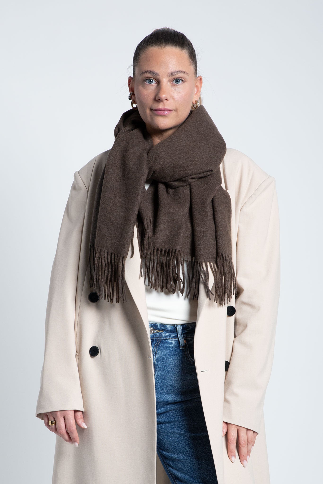 Schal Maxi mit Cashmere Dunkelbraun von vorne