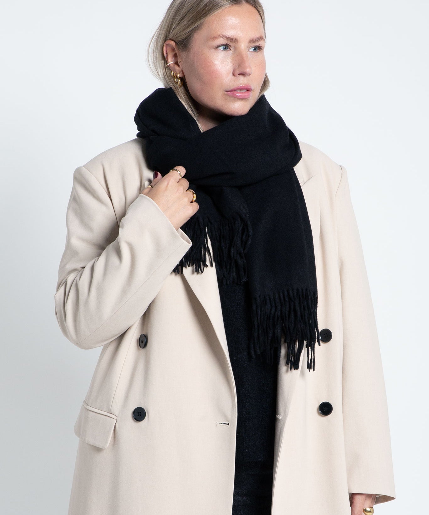 Schal Maxi mit Cashmere Schwarz von vorne