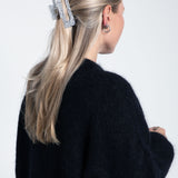 Haarklammer Groß Eckig Glitzersteine Silber am Model