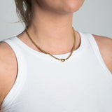 Kugelkette mit kleinem Herz 18 Karat Edelstahl Gold von vorne