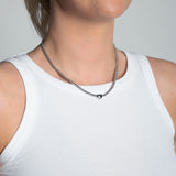 Kugelkette mit kleinem Herz aus Edelstahl Silber von vorne