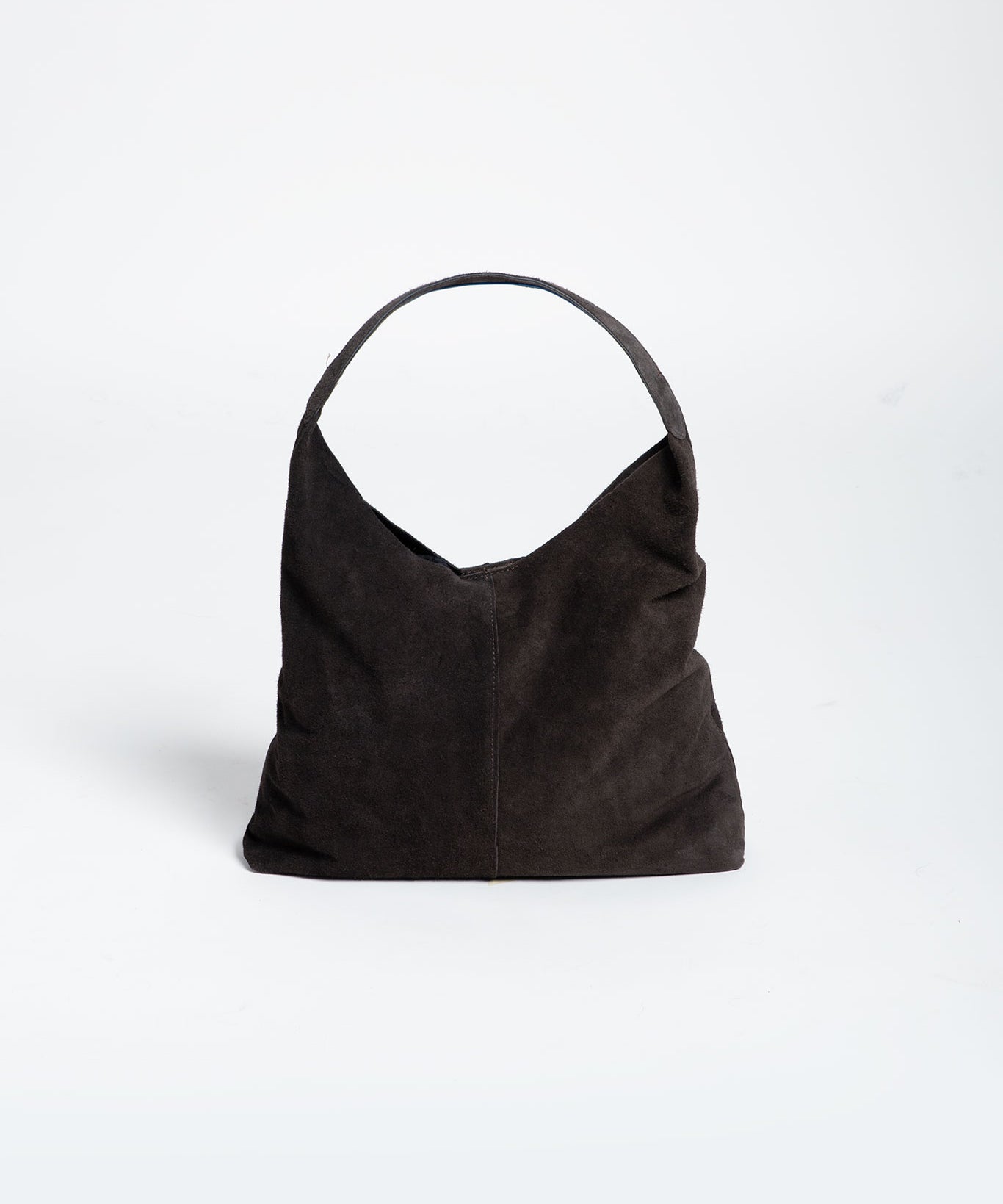 Tasche Wildleder Shopper mit festem Boden Dunkelbraun von vorne