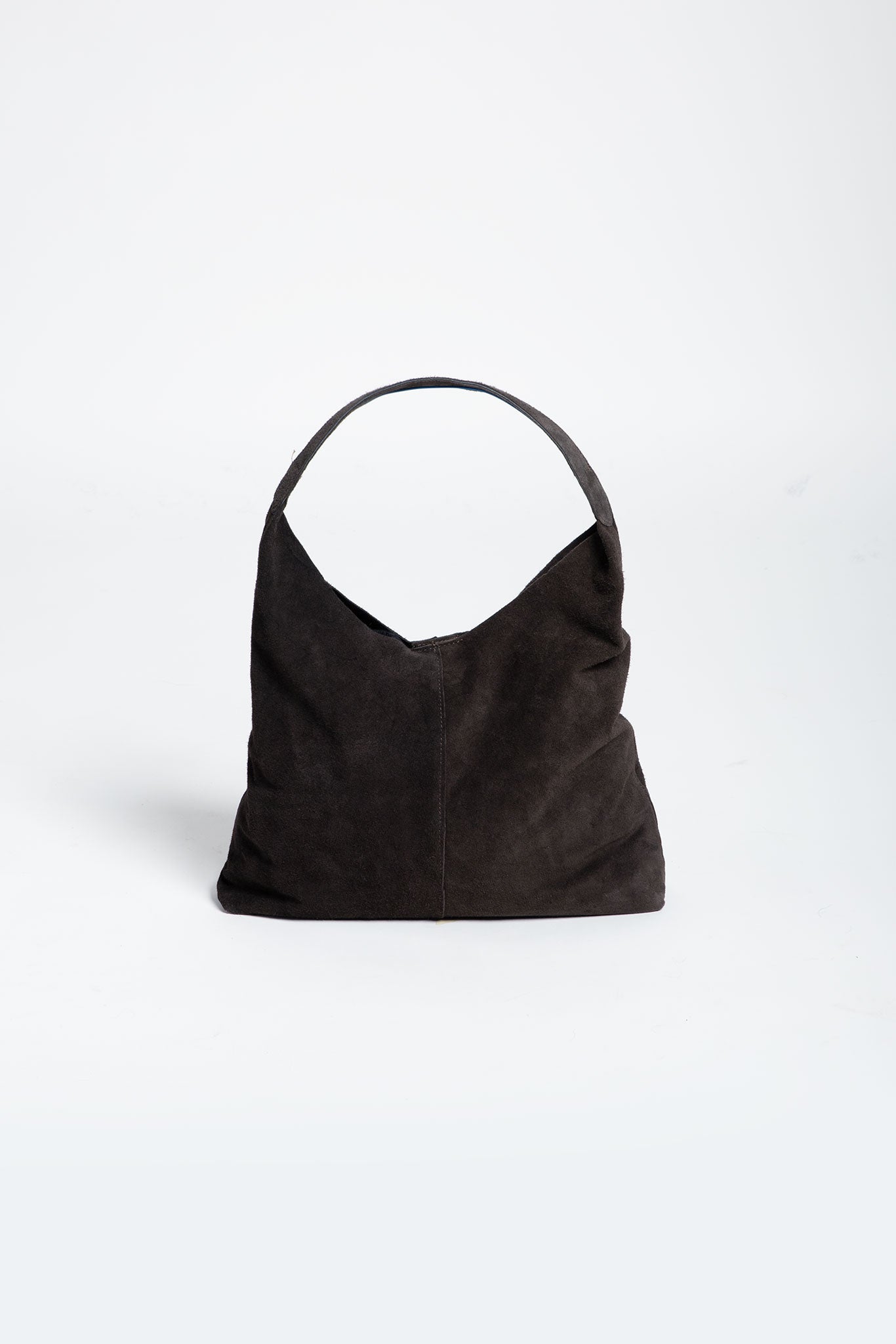 Tasche Wildleder Shopper mit festem Boden Dunkelbraun von vorne