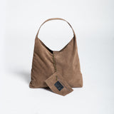 Tasche Wildleder Shopper mit festem Boden Beige mit Pochette