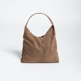 Tasche Wildleder Shopper mit festem Boden Beige ohne Model