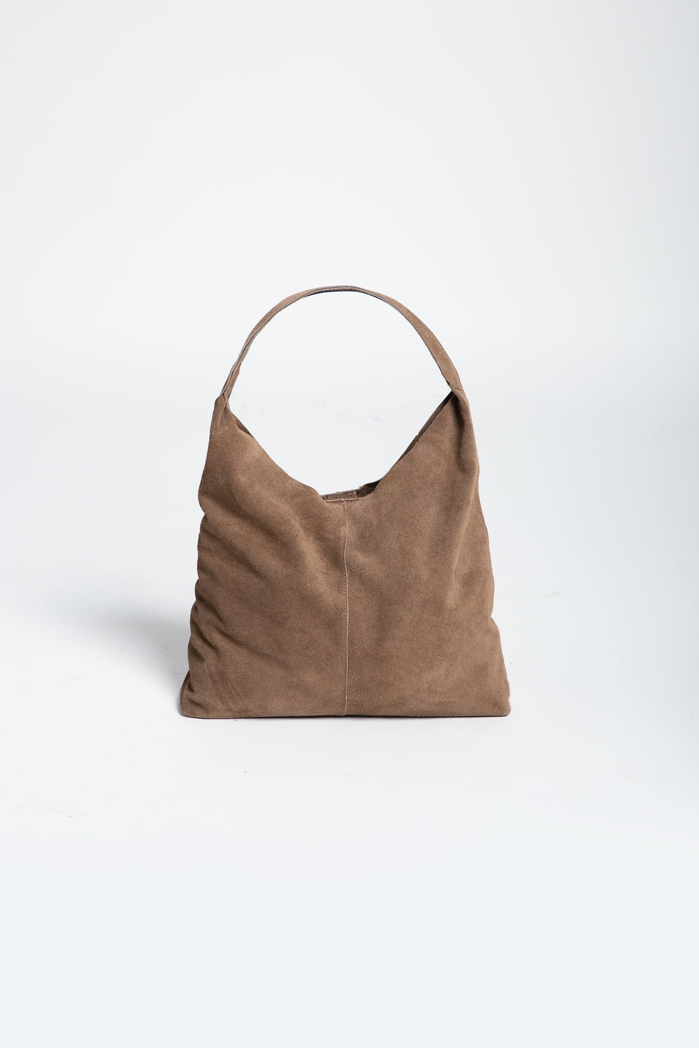 Tasche Wildleder Shopper mit festem Boden Beige ohne Model