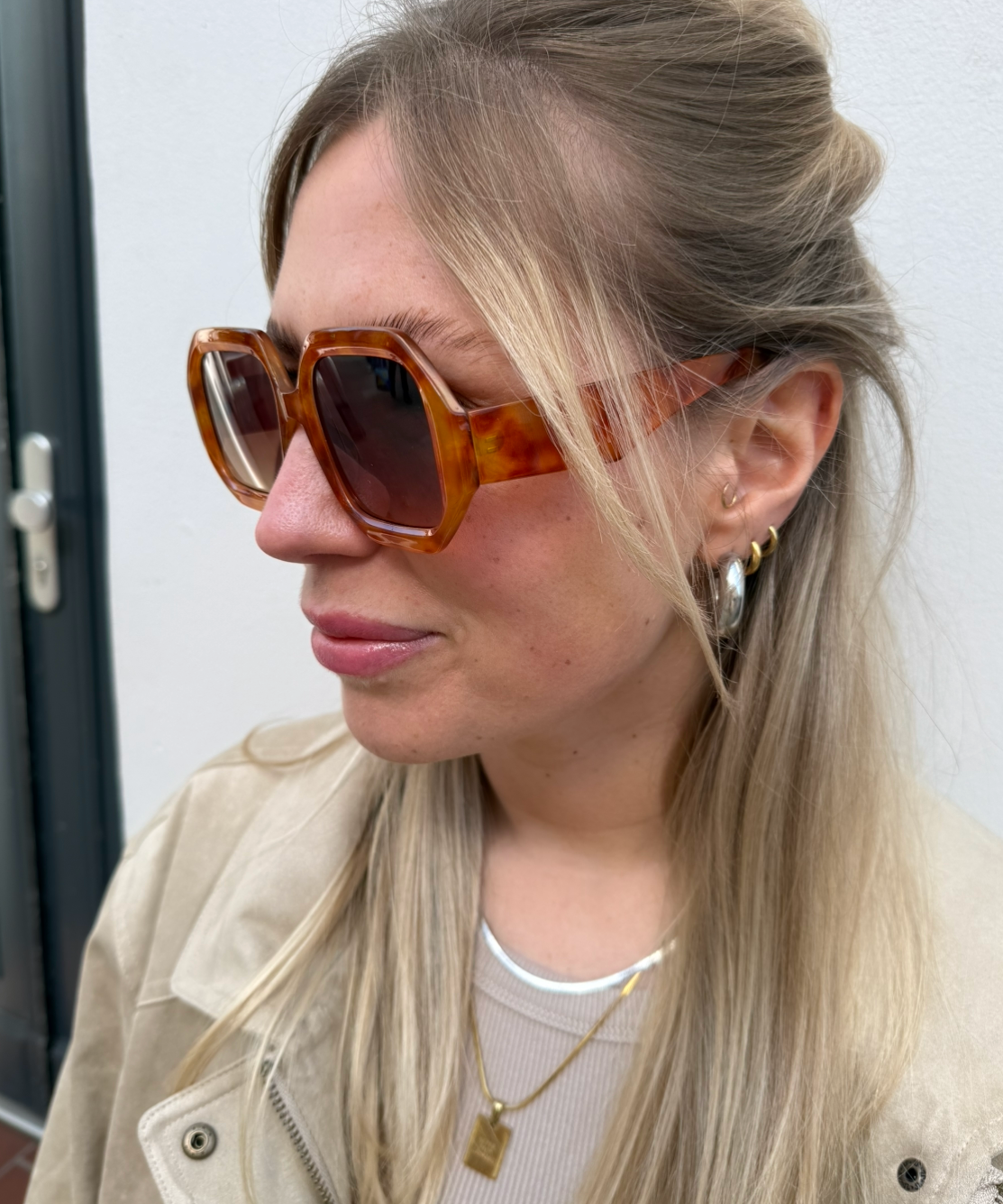 Sonnenbrille eckige Gläser Retrostyle Tortoise