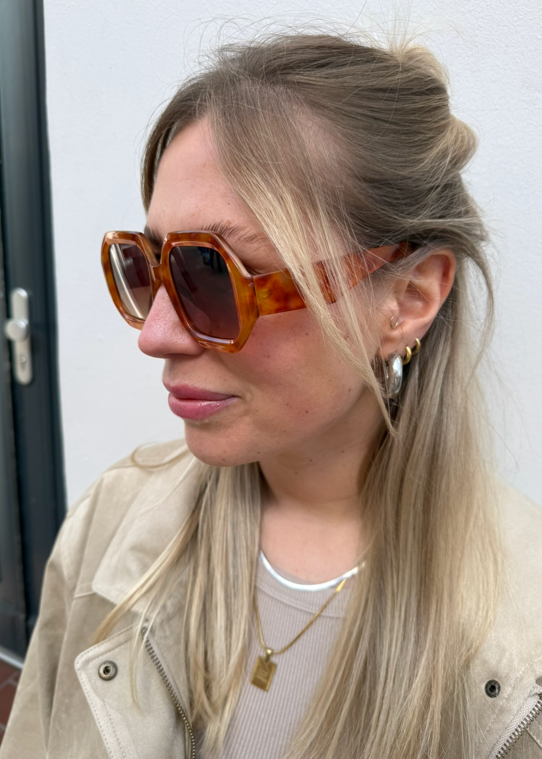 Sonnenbrille eckige Gläser Retrostyle Tortoise