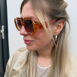 Sonnenbrille eckige Gläser Retrostyle Tortoise
