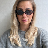 Sonnenbrille ovale Gläser helles Havanna Schwarz Blau