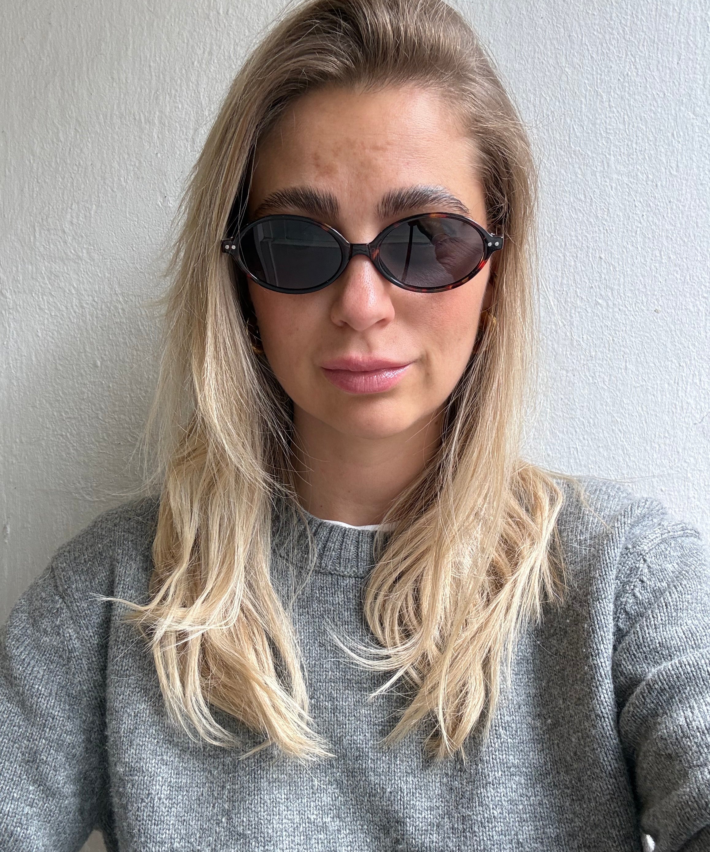 Sonnenbrille ovale Gläser helles Havanna Schwarz Blau