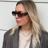 Sonnenbrille eckige Gläser breites Gestell Havanna