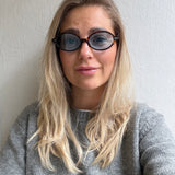 Sonnenbrille ovale Gläser helles Havanna Schwarz Blau
