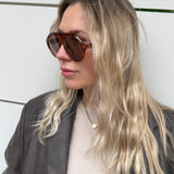 Sonnenbrille Pilotenoptik große Gläser Havanna