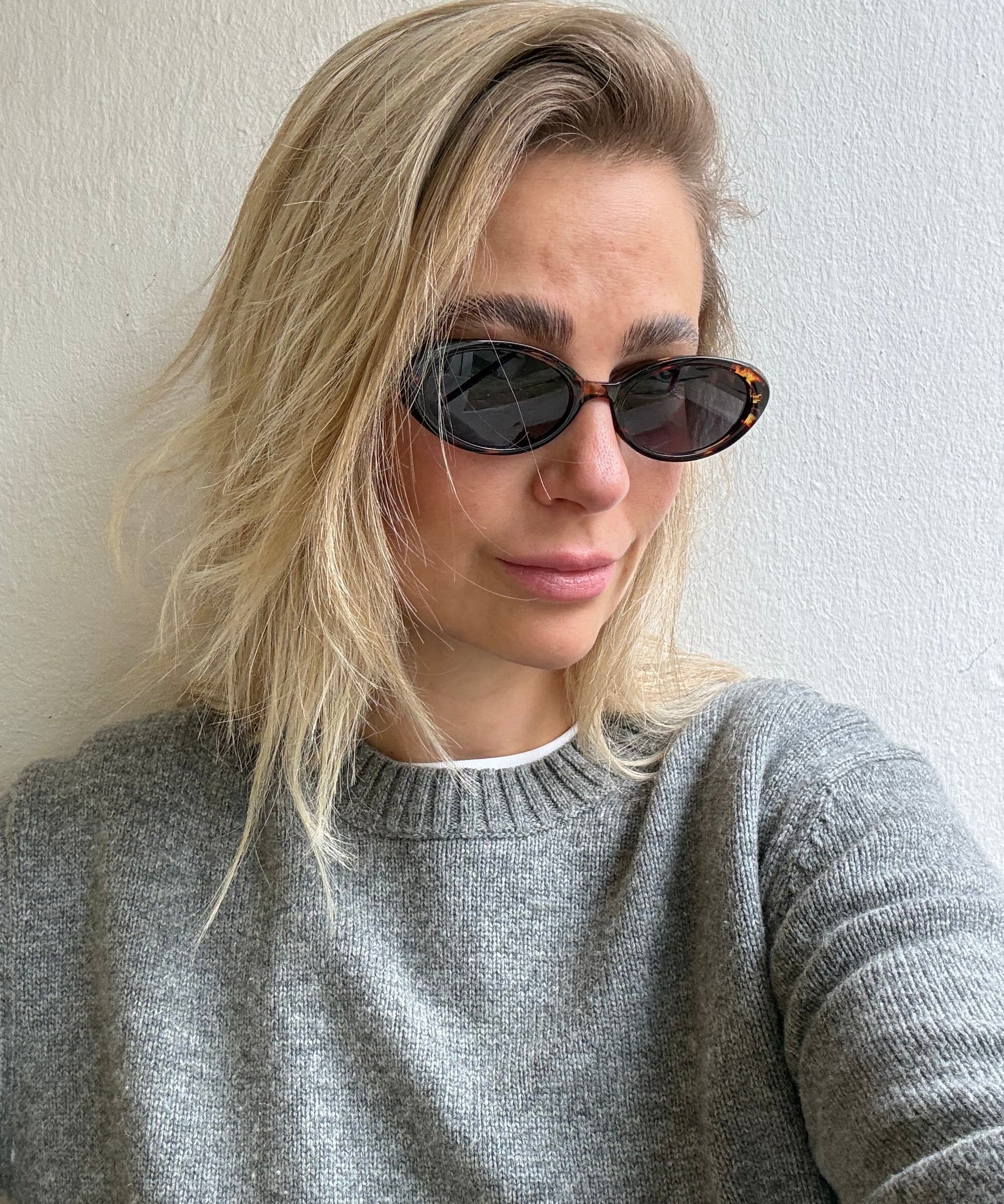 Sonnenbrille ovale Gläser Cat Eye Havanna