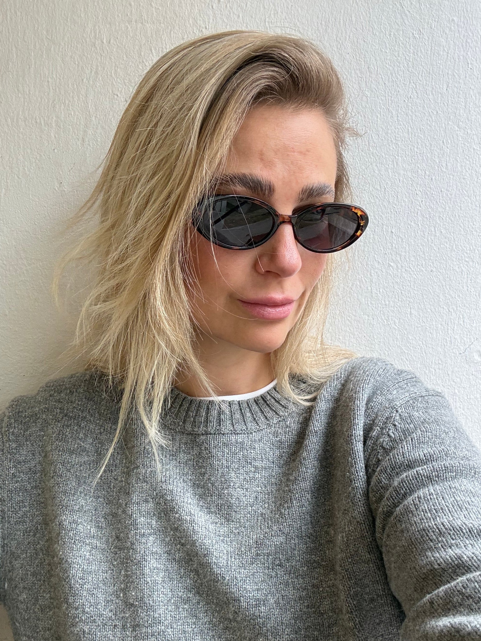 Sonnenbrille ovale Gläser Cat Eye Havanna